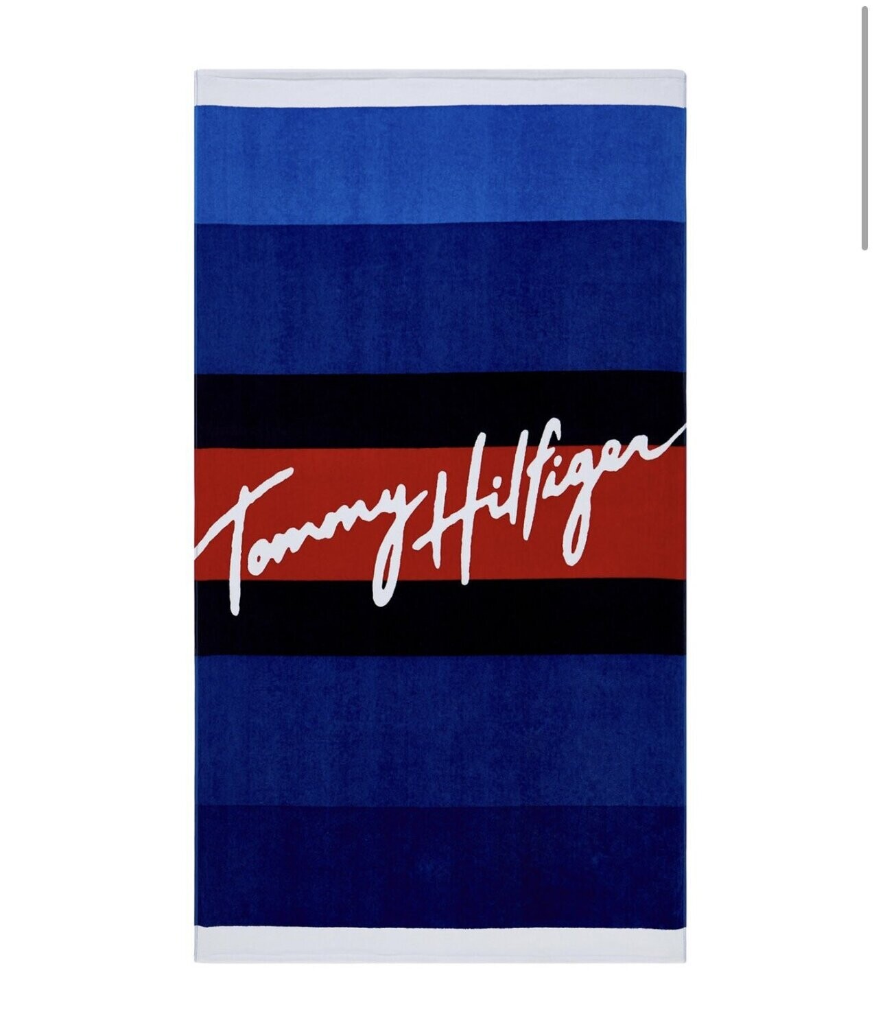Tommy Hilfiger Beach Towel Oversized 36” x 70”, Color: Blue Multi
