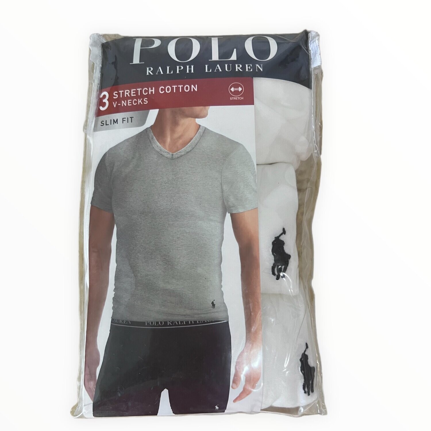 Polo Ralph Lauren 3-Pack Stretch Cotton V-Neck T-Shirts Slim Fit, Color: White, Size: Small