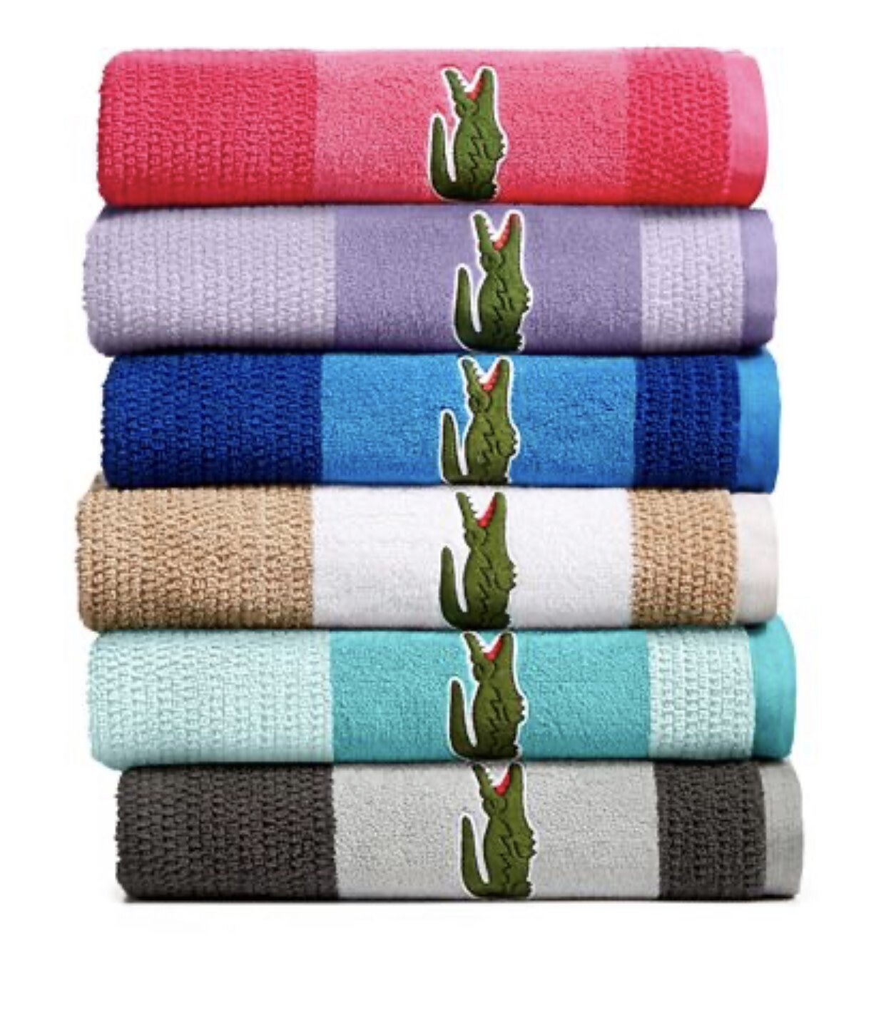 Lacoste Cotton Colorblocked Bath Towel
