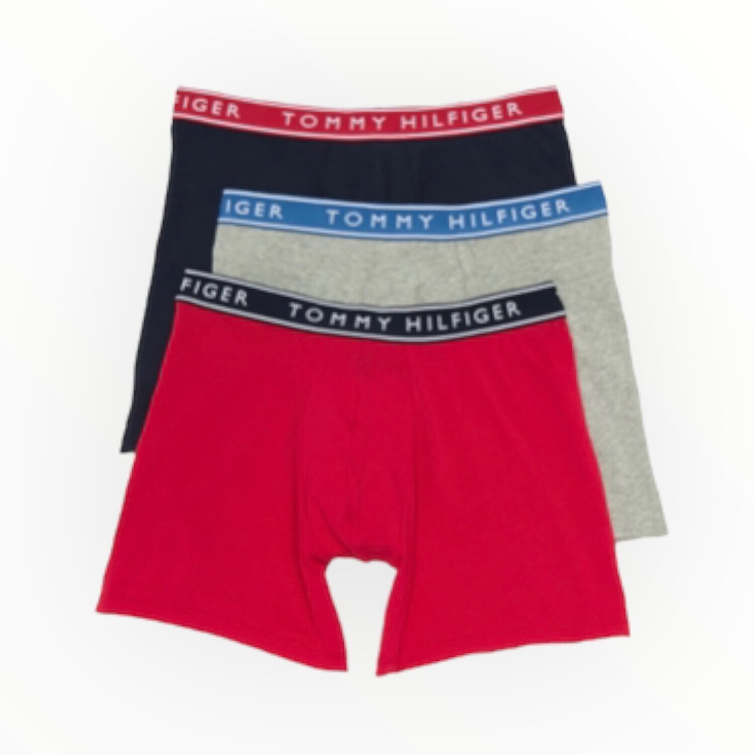 Tommy Hilfiger 3-Pack Boxer Briefs Cotton Stretch, Color: Blk/Grey/Red, Size: Small