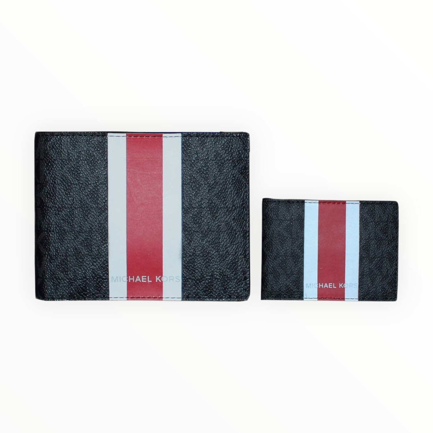 Michael Kors 3 in 1 Wallet Box Set Removable Passcase, 2 card slots, 1 ID window &amp; 1 side slip, Color: Brown