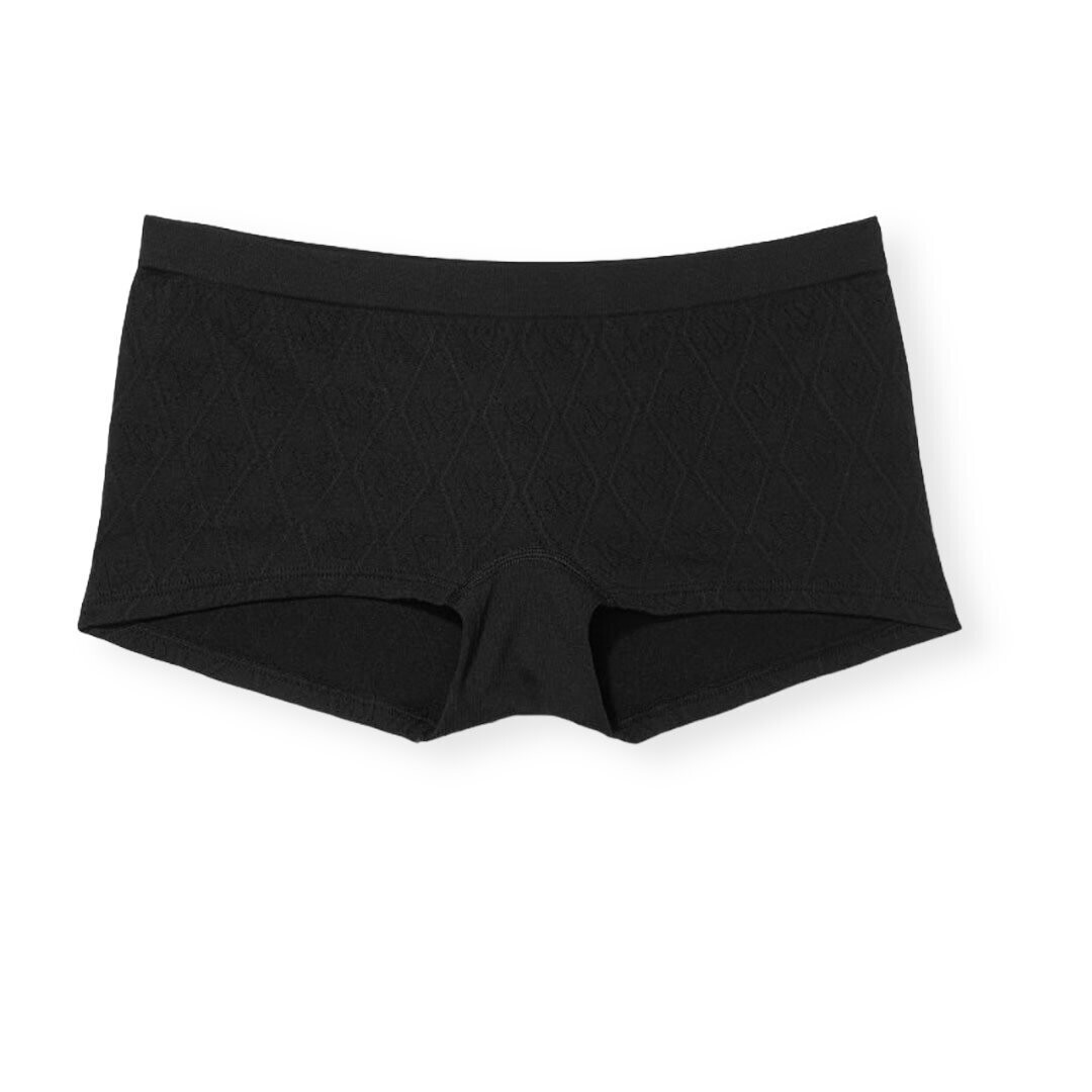 Victoria’s Secret Seamless Textured Boyshort Panty, Color: Black, Size: Small