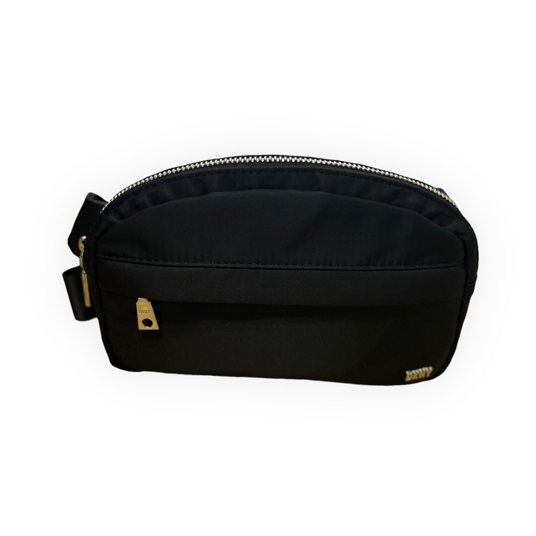 DKNY Belt Bag Body Bag Nylon Top Zip Front Pocket with Zip, Color: Black, Size: S/M