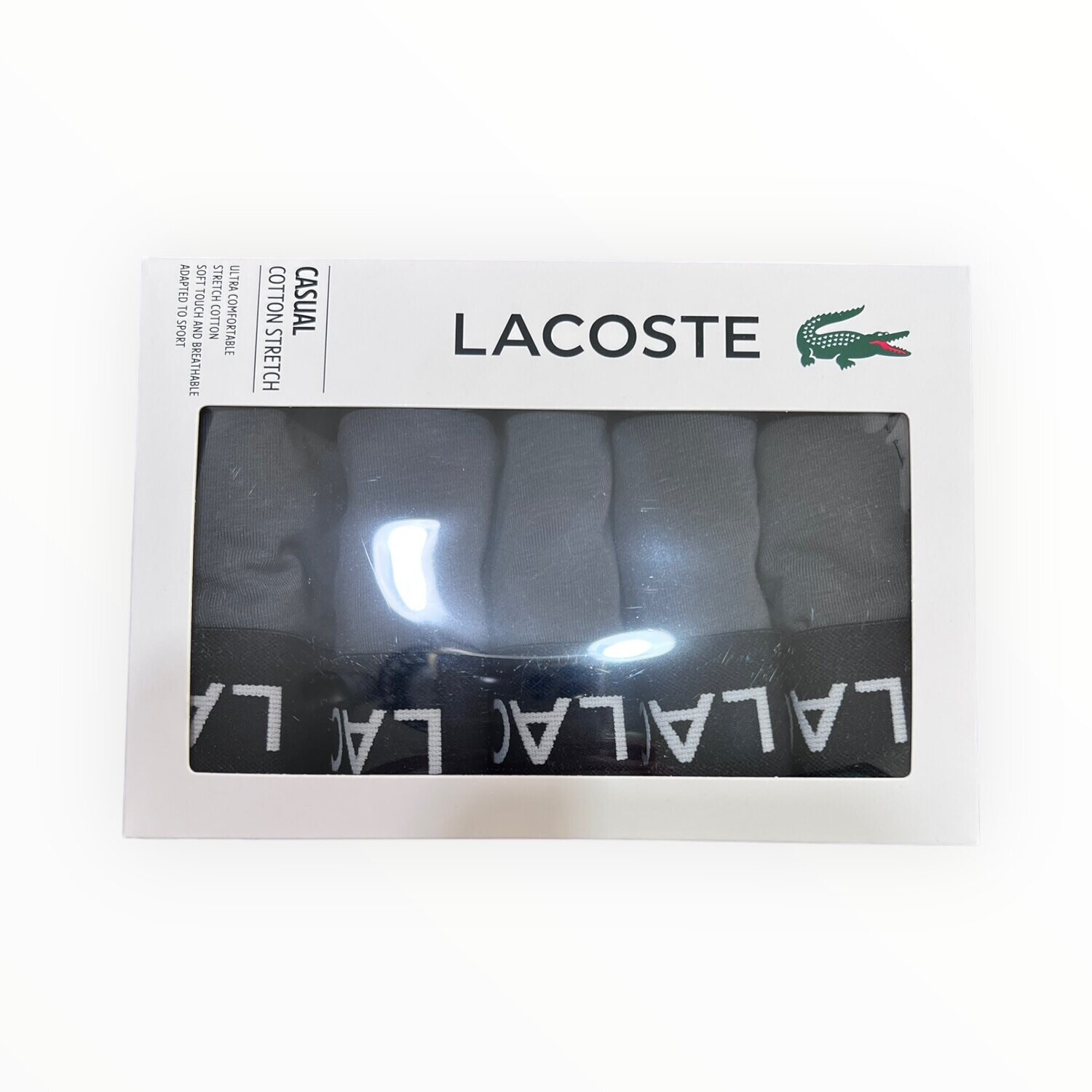 Lacoste 5-Pack Boxer Shorts Casual Cotton Stretch Ultra Comfortable, Color: Black, Size: Small