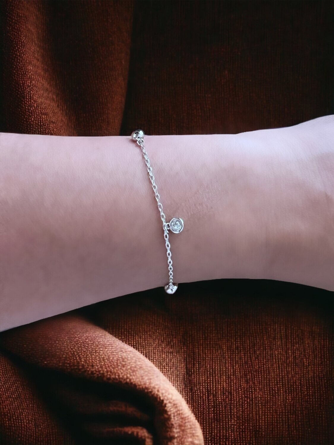 Bracelet Hearts &amp; Round Swarovski Crystals S925