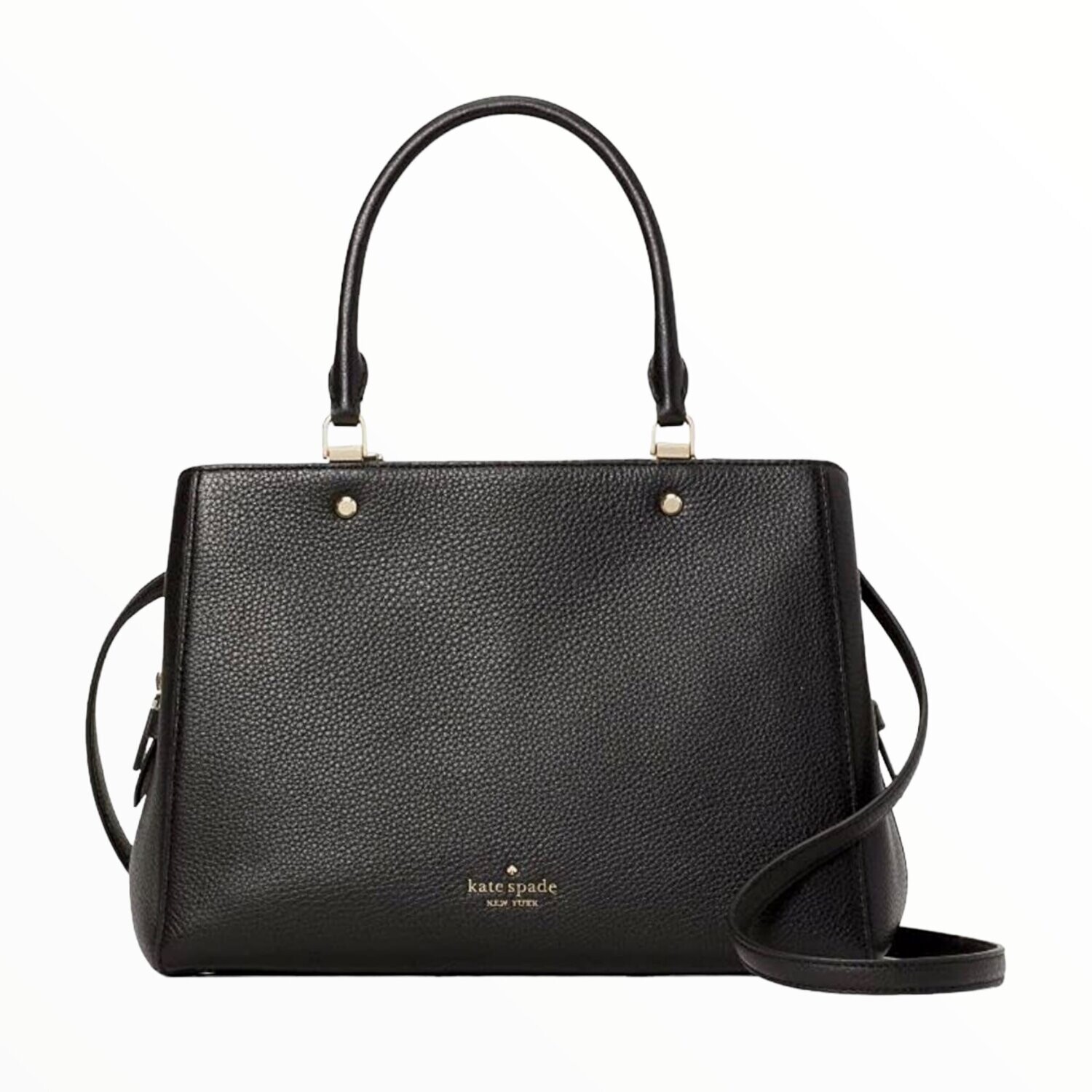 Kate Spade Leila Pebbled Leather Medium Triple Compartment Crossbody Bag Handbag , Color: Black
