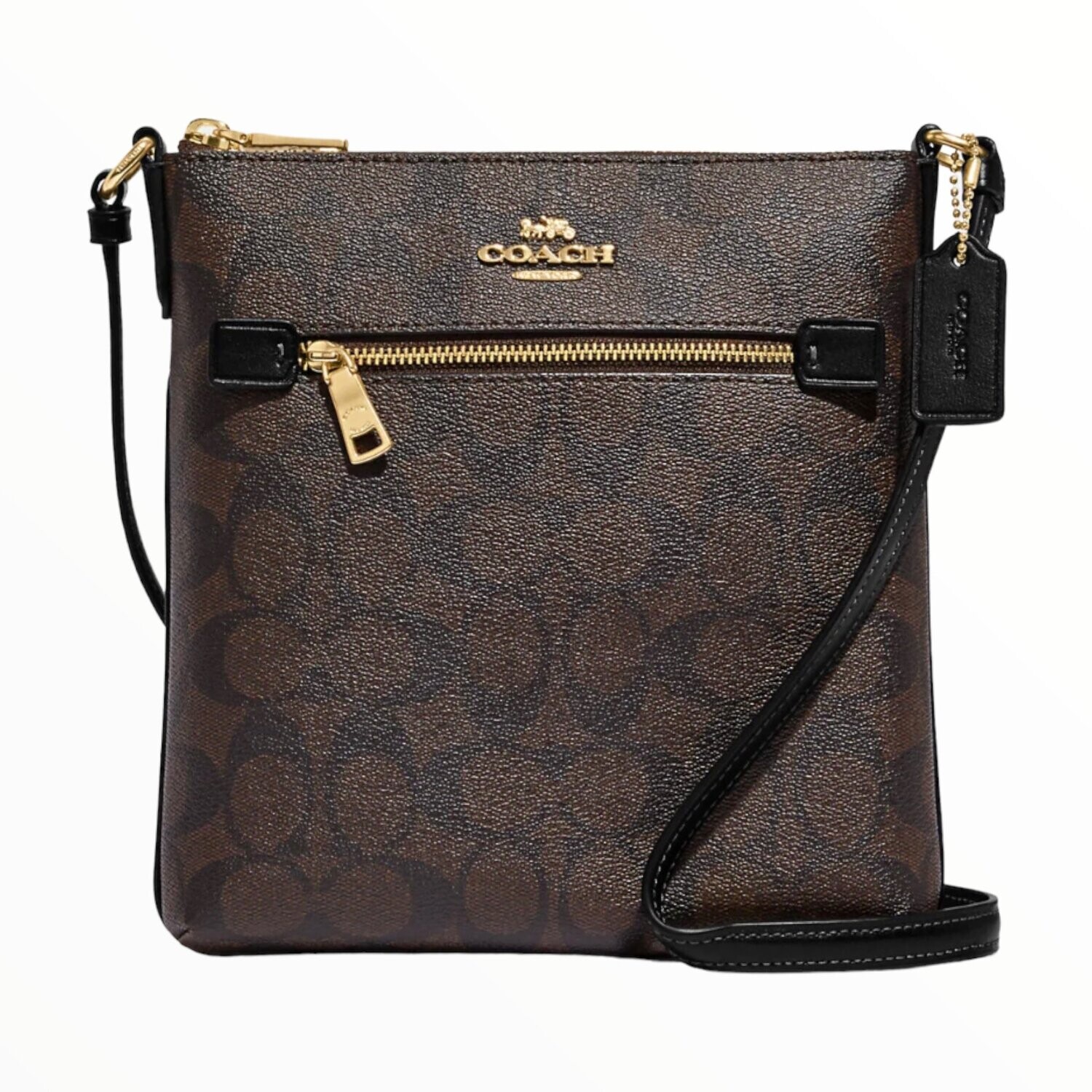 Coach Sig Mini Rowan File, Color: Brown Black