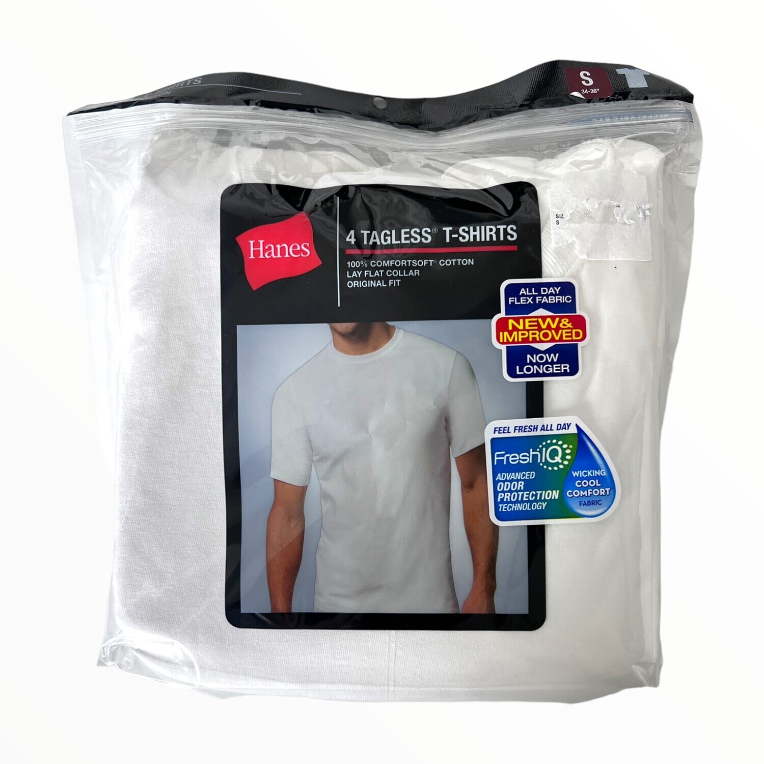 Hanes 4-Pack Tagless Shirts Crew Neck Original Fit