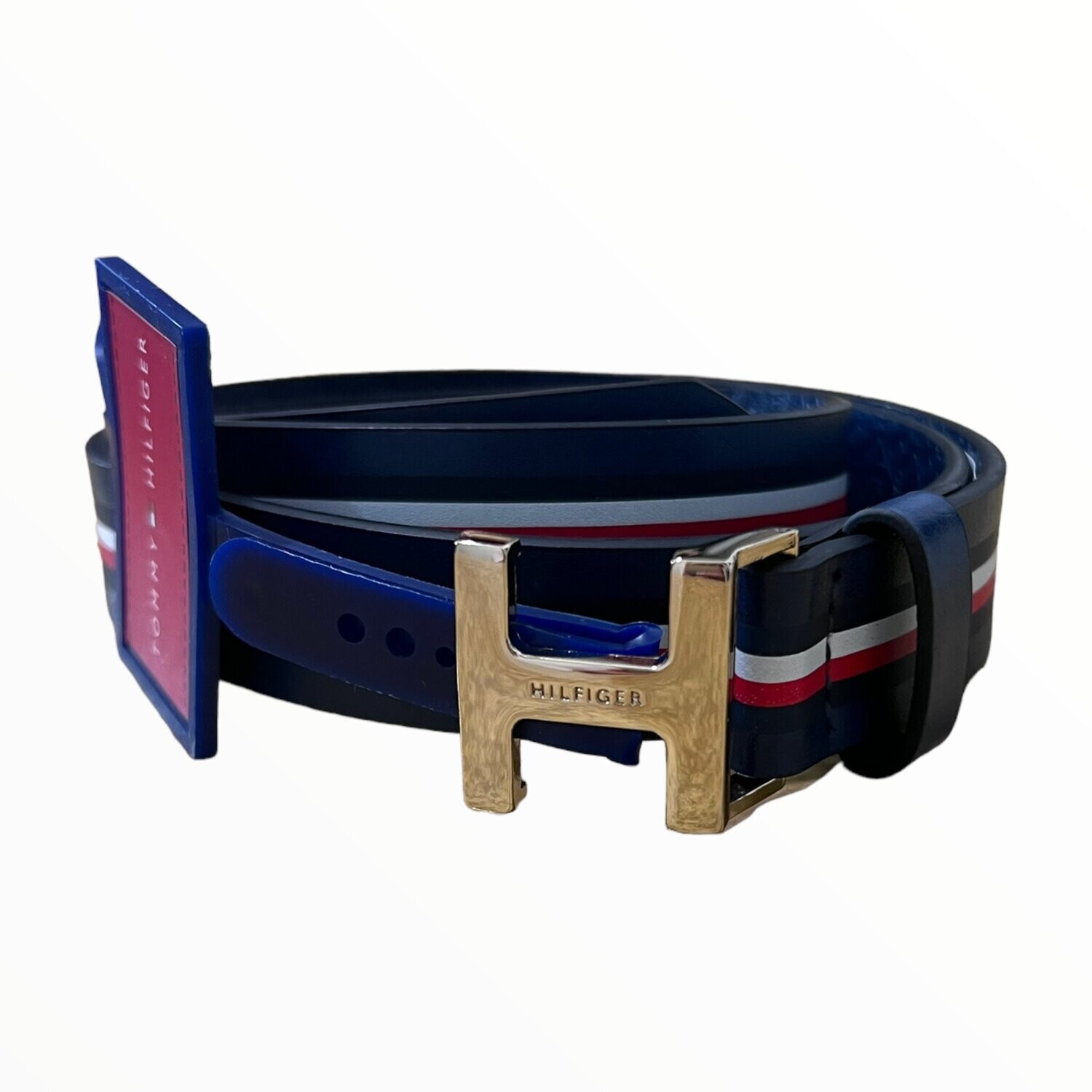 Tommy Hilfiger H Buckle Belt with Print, Color: Navy, Size: Small
