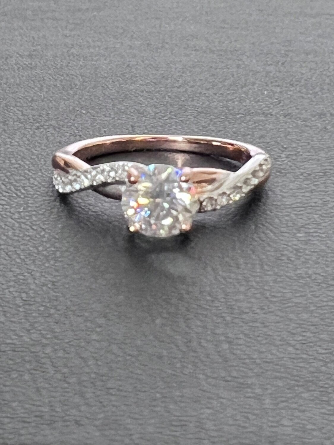 Ring S925 18K Gold Plated Moissanite Center Swarovski Side Stone, Color: Silver, Size: 6