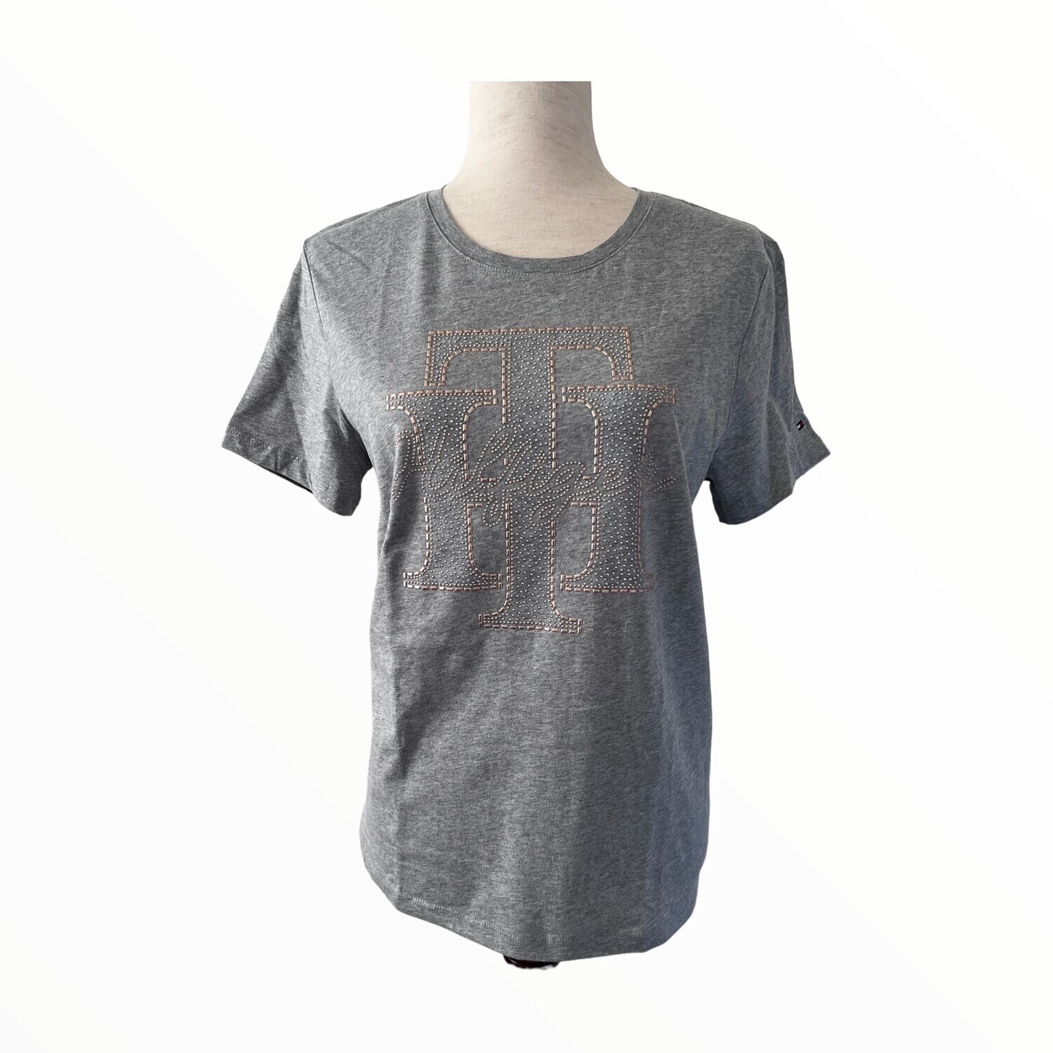 Tommy Hilfiger T-Shirt Crystal Logo, Color: Grey, Size: Small