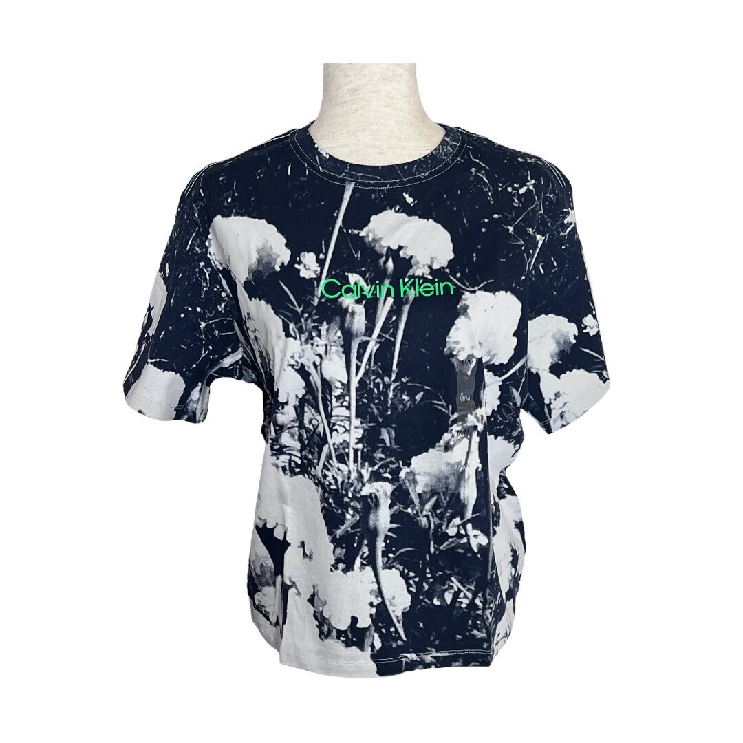 Calvin Klein Elements Boxy Tee, Color: Navy/White/Green, Size: Small