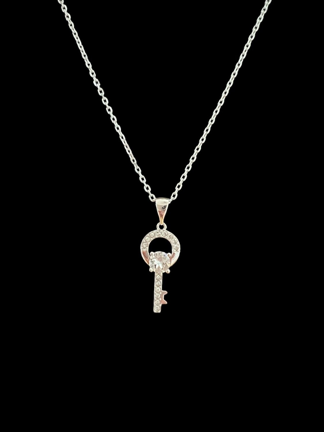 Pendant Key Austria Crystals Silver Plated