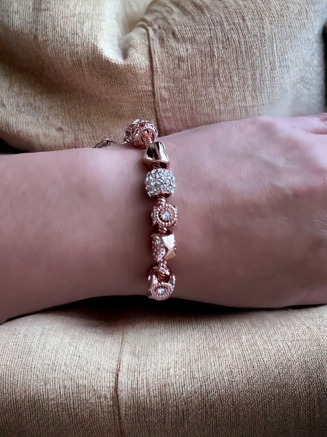 Bracelet Charm Rose Gold Plated Swarovski Crystals