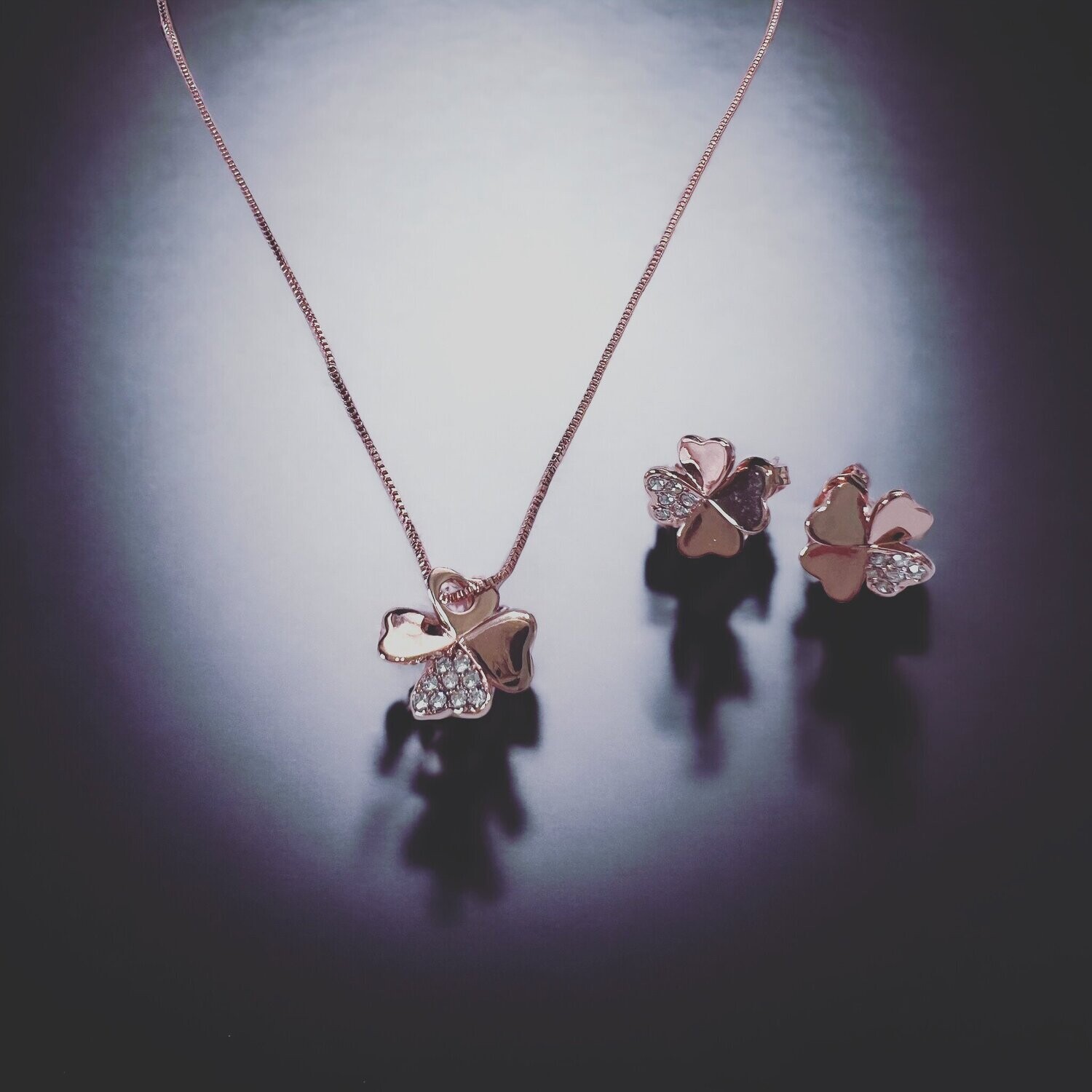 Pendant &amp; Earrings Set Austria Crystals S92518K Rose Gold Plated, Color: Rose Gold