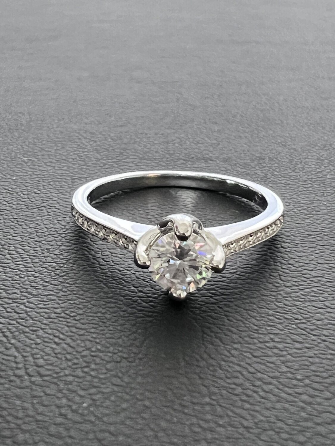 Ring S925 18K Gold Plated Moissanite Center Swarovski Side Stone, Color: Silver, Size: 6