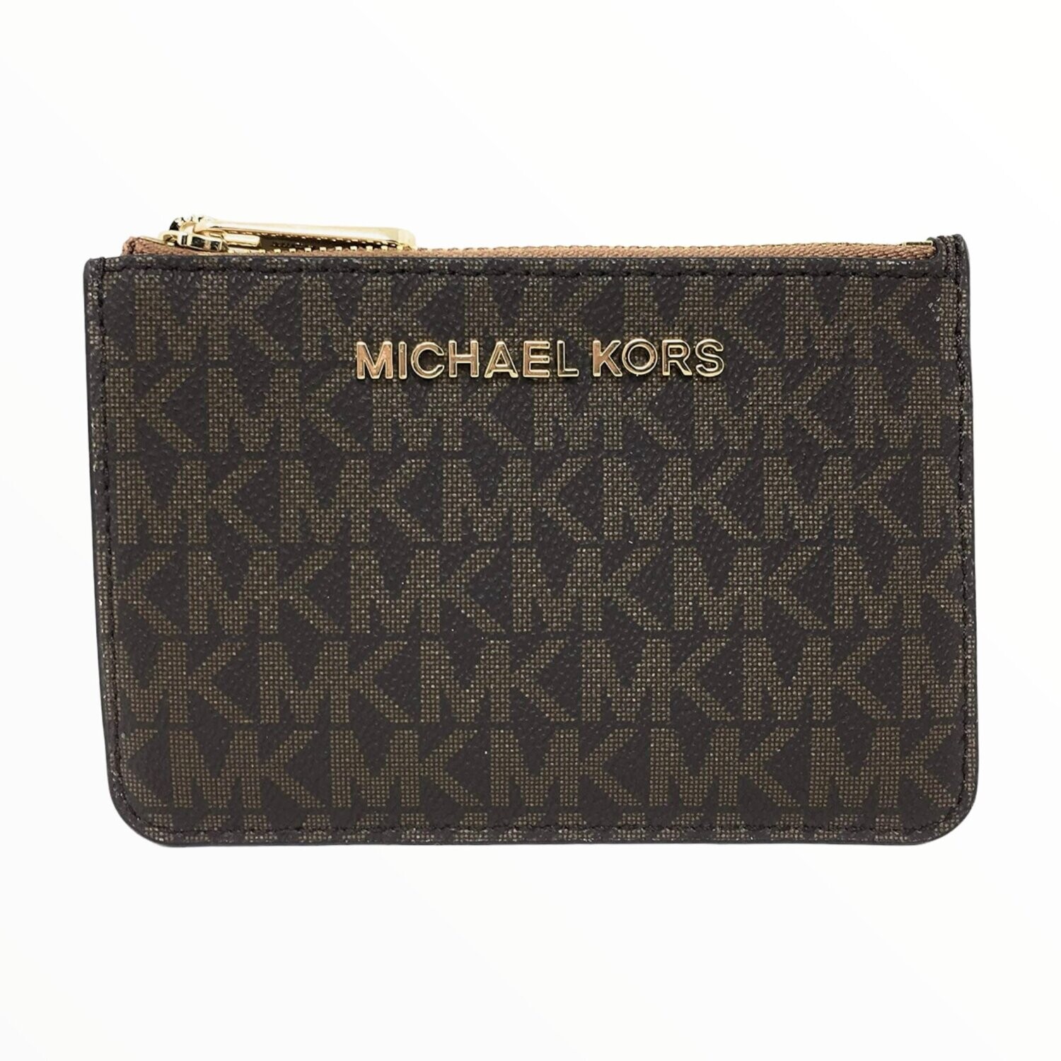 Michael Kors Jet Set Travel Small Top Zip Coinpouch W/ ID, Color: Brown