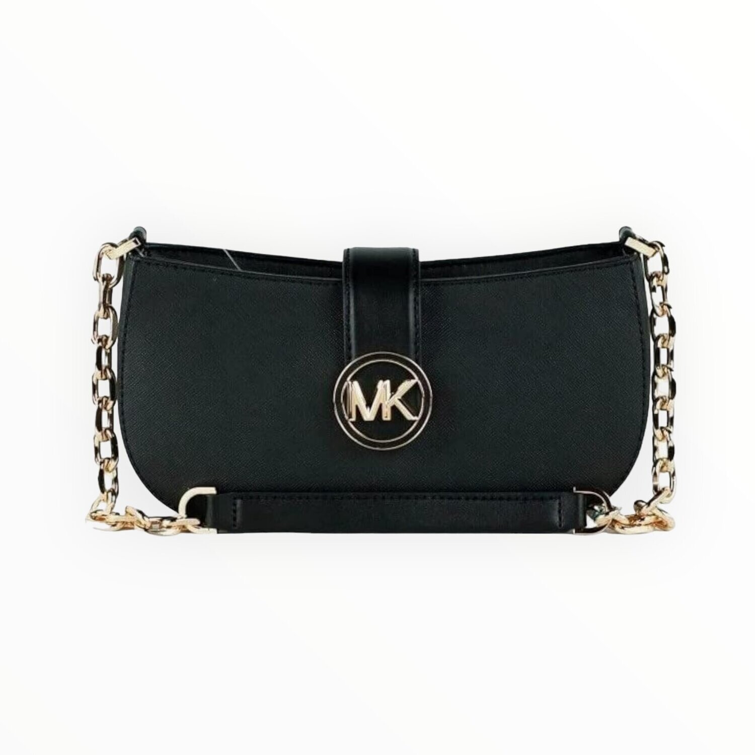 Michael Kors Carmen Small Pouchette Top Zip w/ Chain Strap, Color: Black