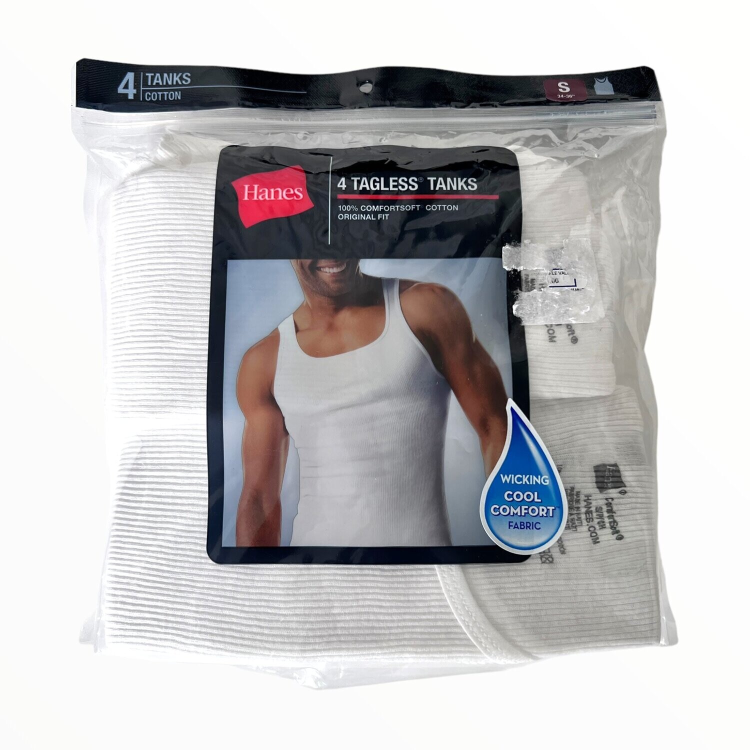 Hanes 4-Pack Tagless Tank, Color: White, Size: Small