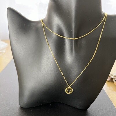 Necklace 2-Layer with Cross Medallion 925 Sterling Silver 20” 18K Gold Plated