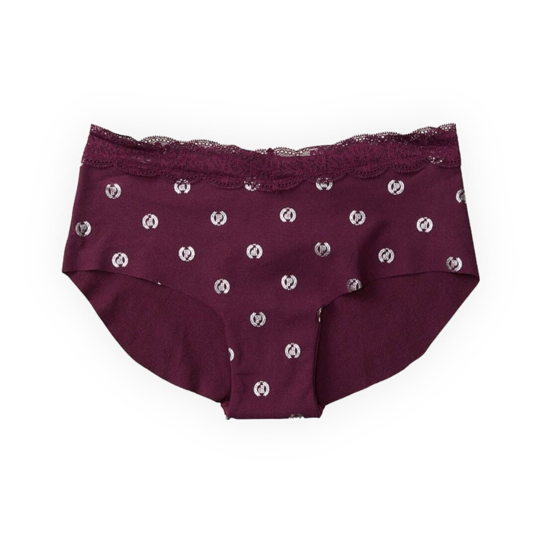 Victoria’s Secret Panty No Show Hipster, Color: Maroon Foil Logo, Size: Small