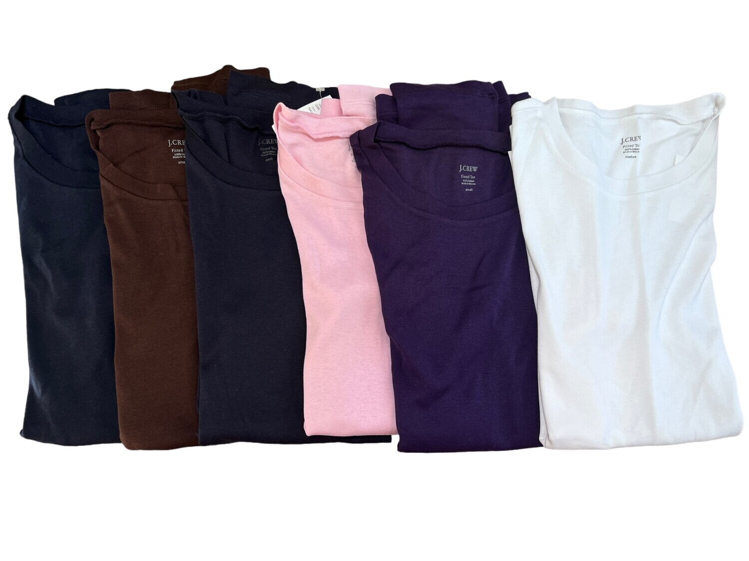 J Crew Fitted Tee Crew Neck Long Sleeves 100% Cotton