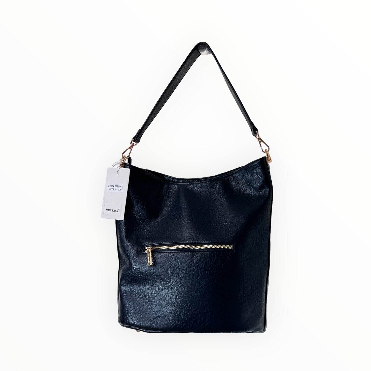 Gussaci Shoulder Bag Soft Leather Top Zip Front Pocket with Zip