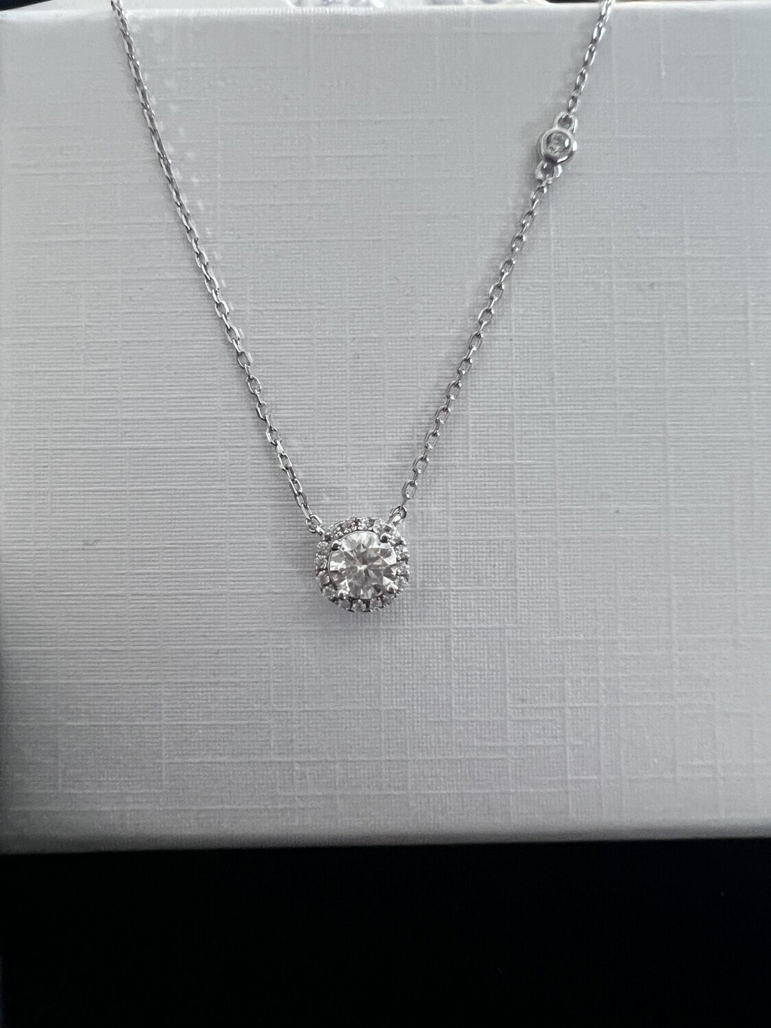 Necklace Sterling Silver 925 Moissanite Stone 16” - 18”