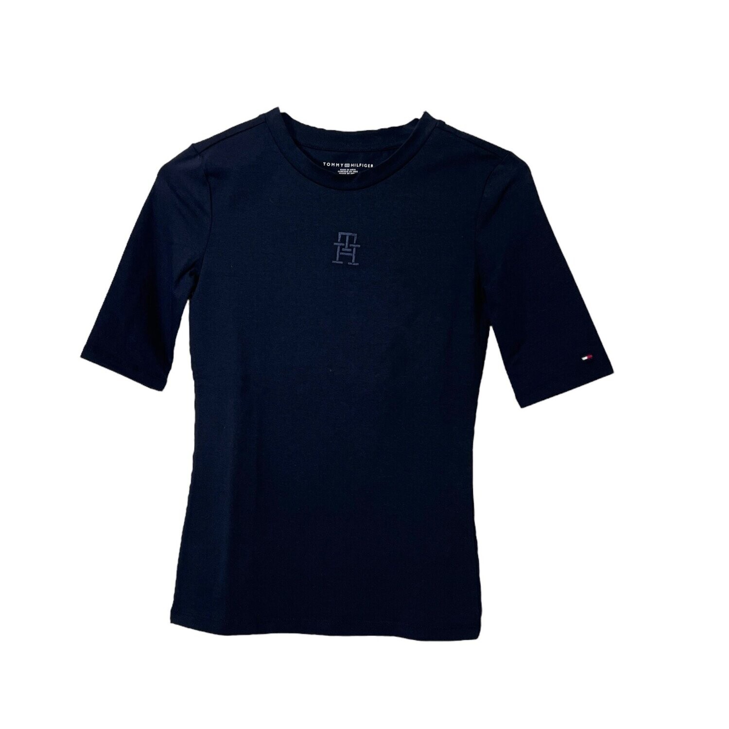 Tommy Hilfiger Slim Monogram Tonal Tee, Color: Navy, Size: XX-Small