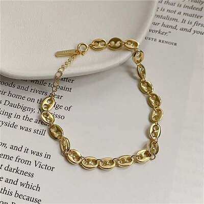 Bracelet Link 925 Sterling Silver Yellow Gold Placed 16+3cm,5mm, 6.5 gm