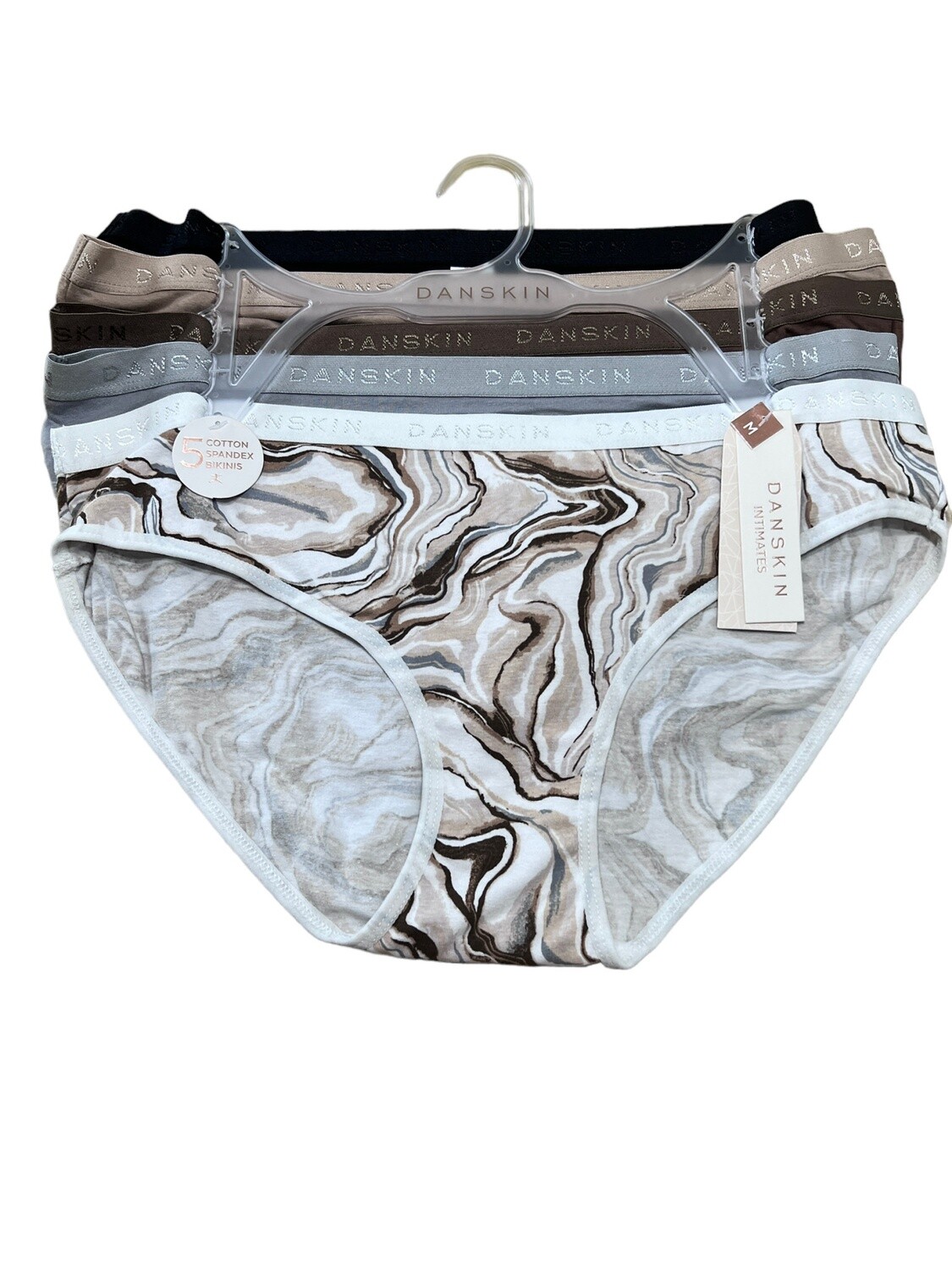 Danskin Panties 5-Pack Bikinis Cotton Spandex