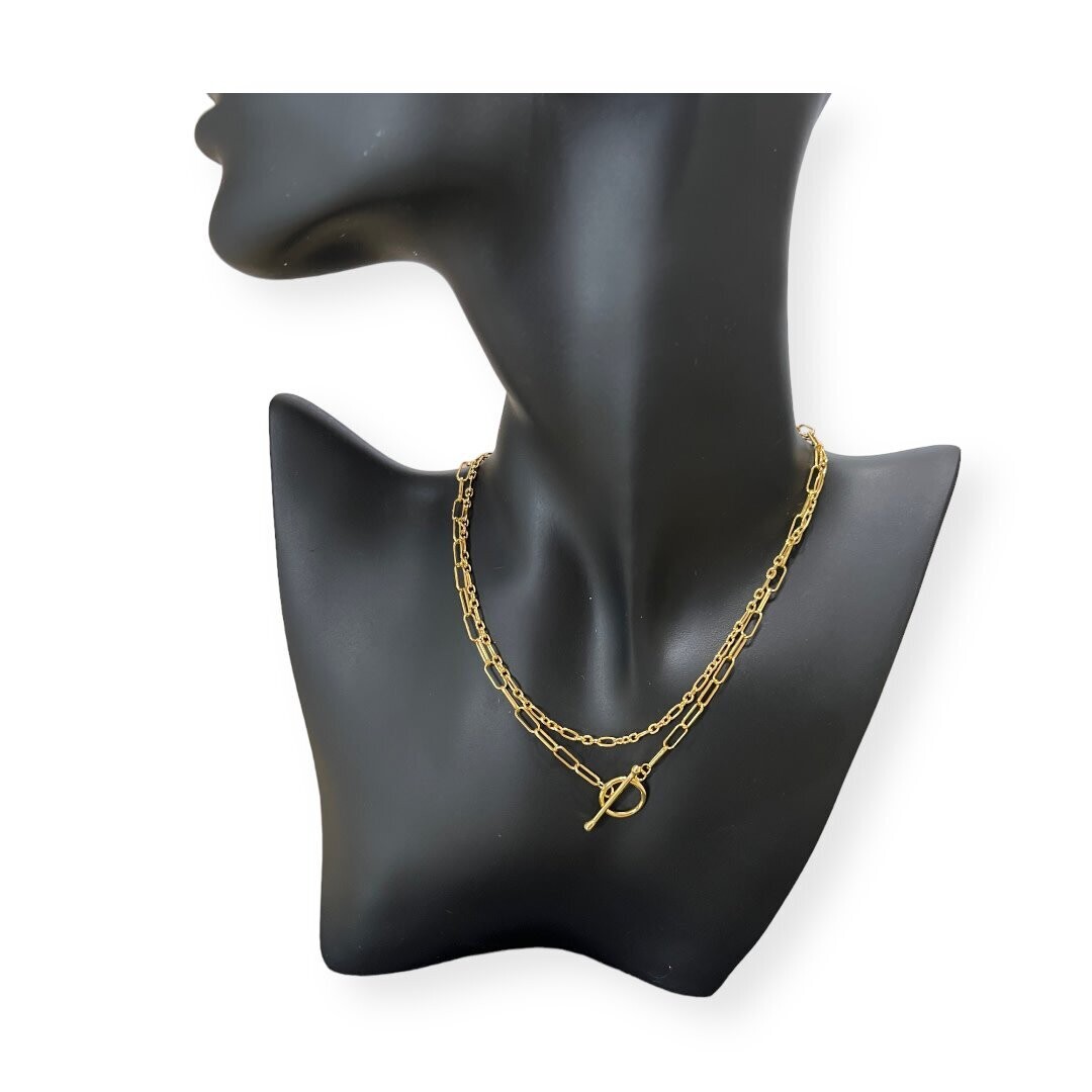 Necklace 2-Layer 925 Sterling Silver 5.5 g 16” 18K Gold Plated