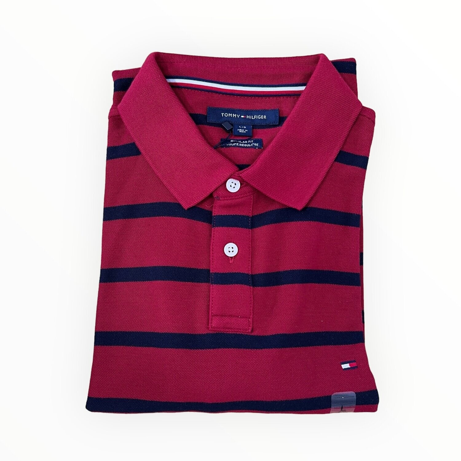 Tommy Hilfiger Striped Polo Shirt Regular Fit, Color: Red, Size: Medium