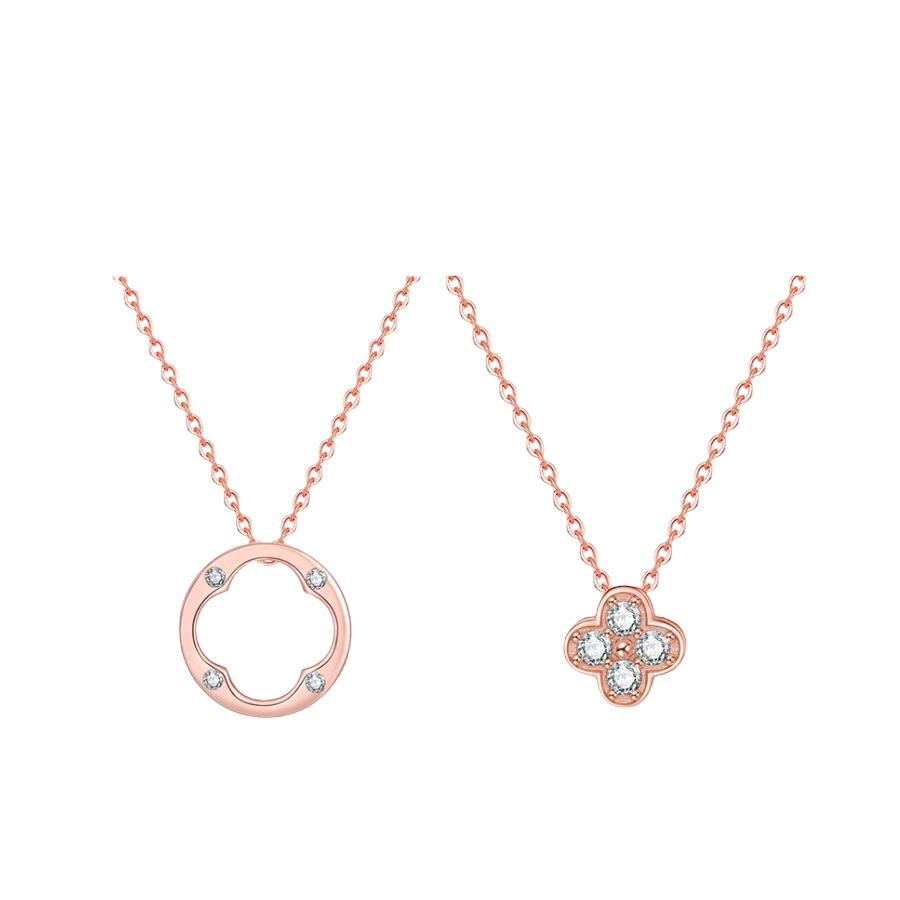 Necklace Clover 2-Piece Sterling Silver Gold Plated