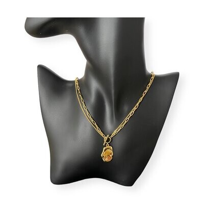 Necklace 2-Layer Plate Pendant 925 Sterling Silver 11g 20” 18K Gold Plated