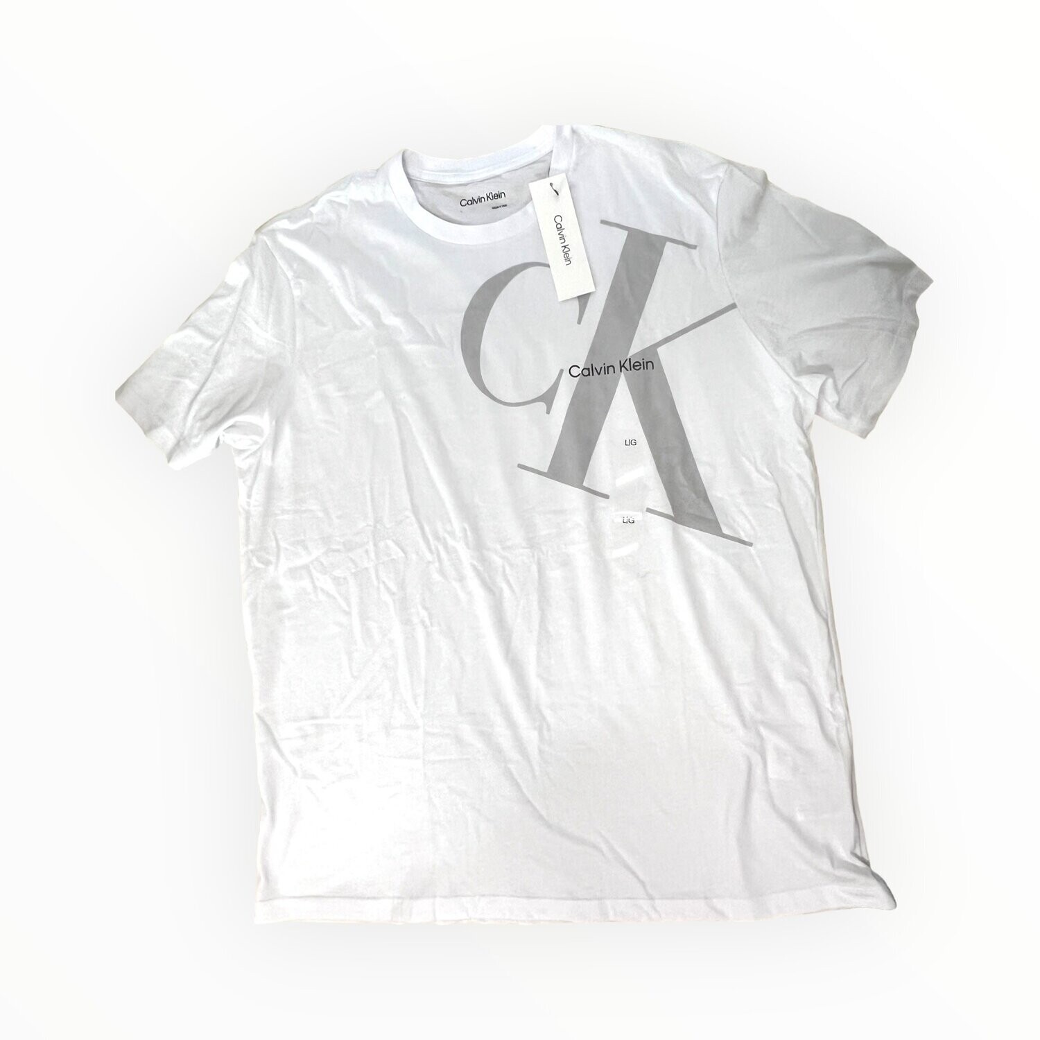 Calvin Klein T-Shirt Left Chest Monogram, Color: White, Size: Large