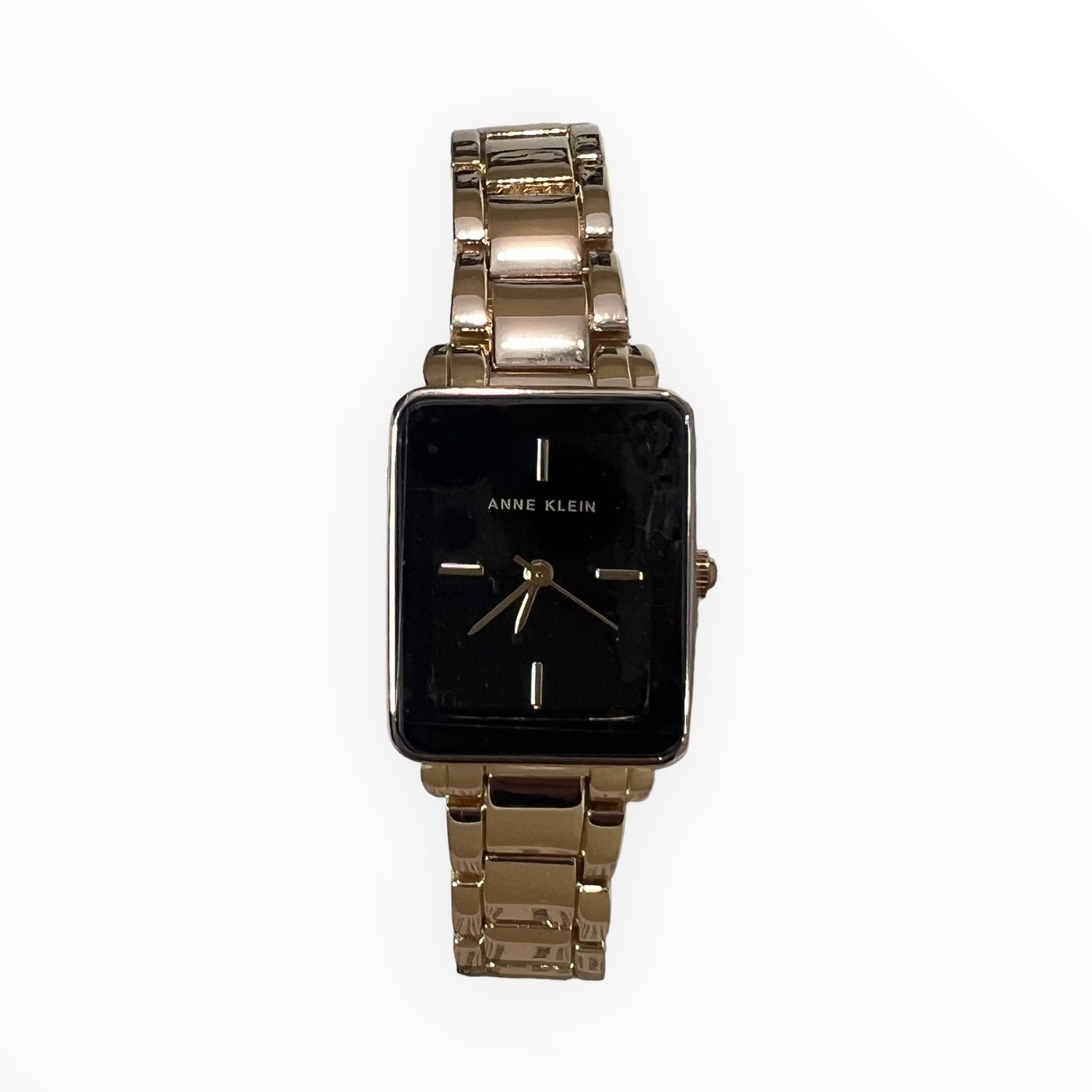 Anne Klein Women’s Watch Black Dial Yellow Gold-Tone Adjustable Link Bracelet