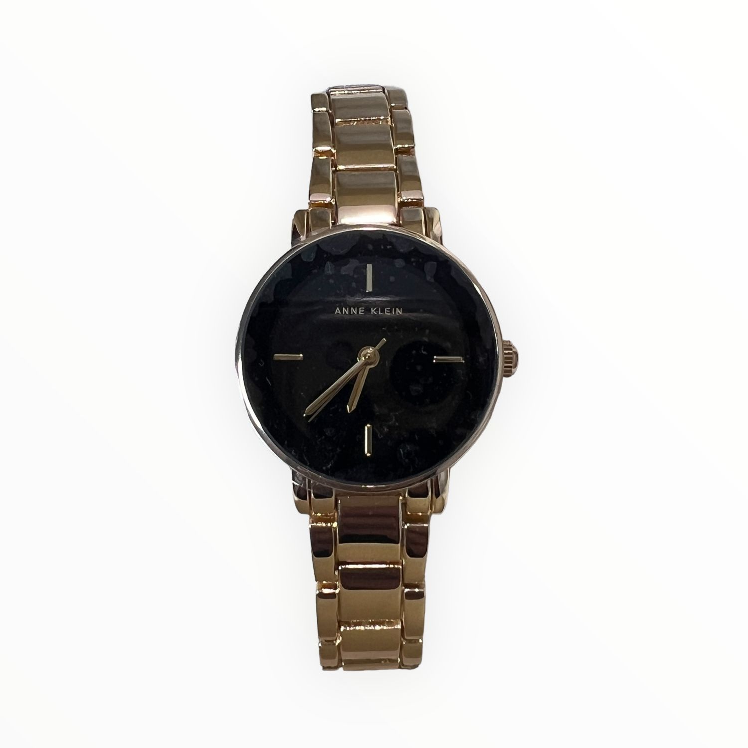 Anne Klein Women’s Watch Black Dial Yellow Gold-Tone Adjustable Link Bracelet