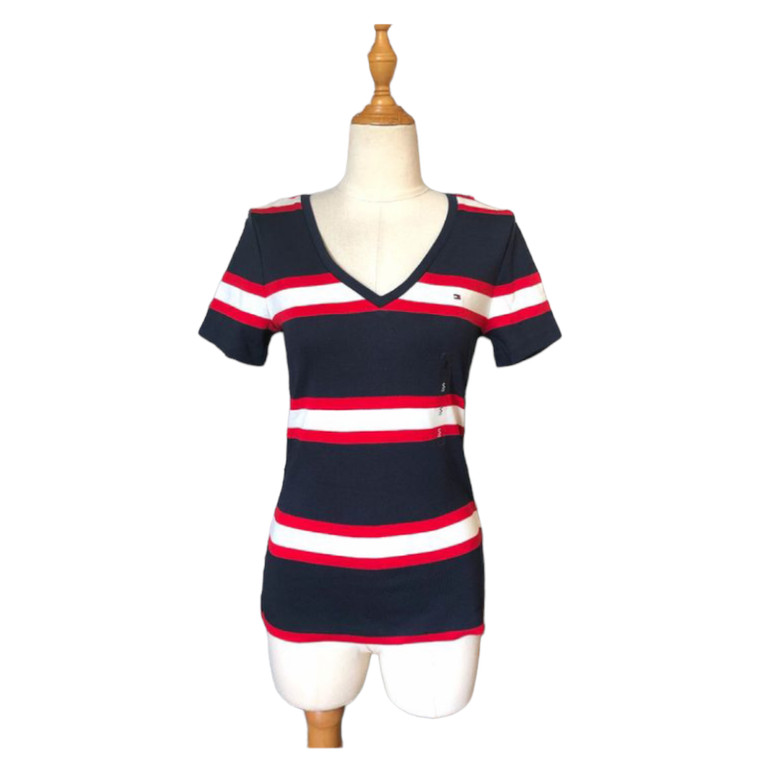 Tommy Hilfiger Peppa Striped V-Neck Short Sleeves T-Shirt