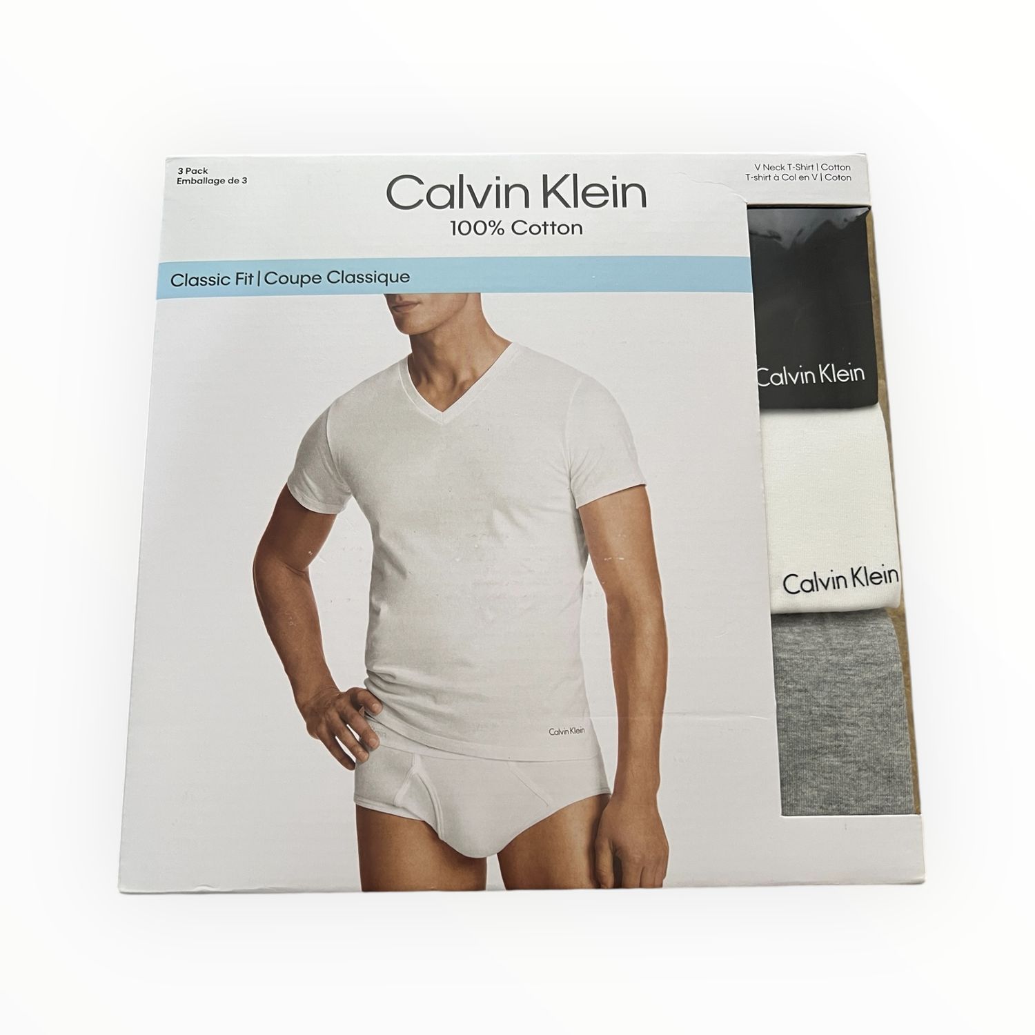 Calvin Klein 3-Pack 100% Cotton T-Shirt V-Neck Classic Fit