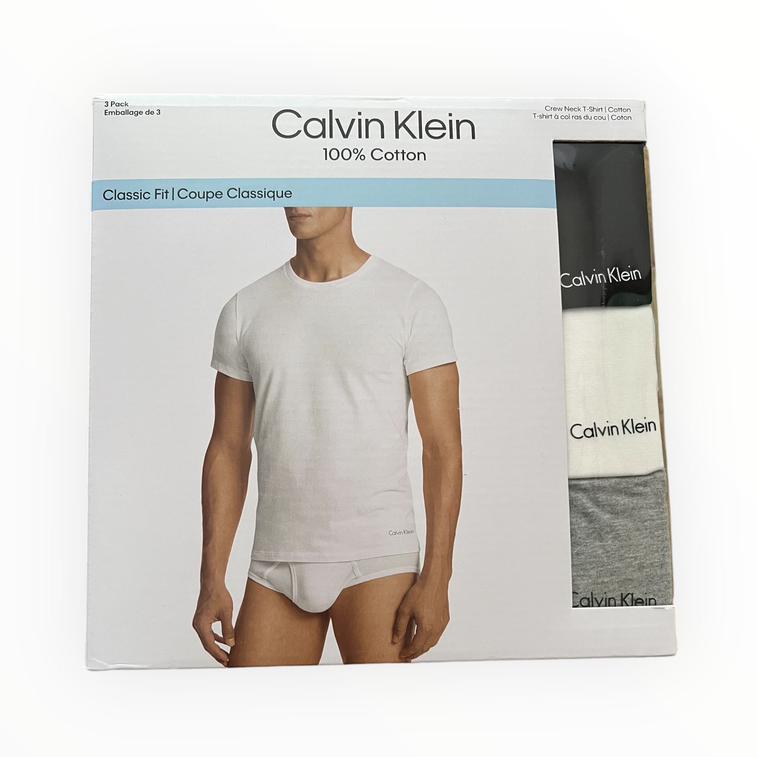 Calvin Klein 3-Pack Crew Neck T-Shirt 100% Cotton Classic Fit