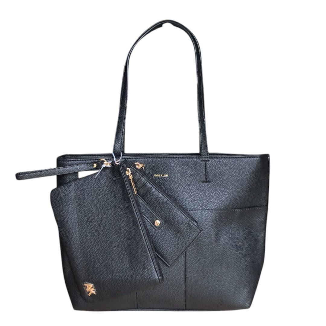 Anne Klein Tote Leather + Cardholder Wallet w/ Zip + Wristlet