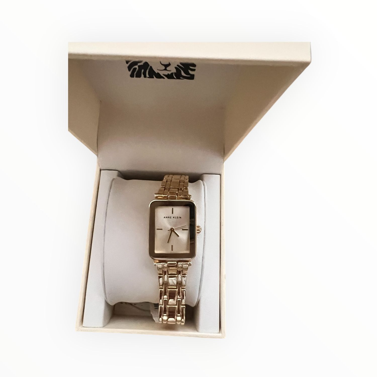 Anne Klein Watch Yellow Gold Tone Rectangular Adjustable Bracelet 