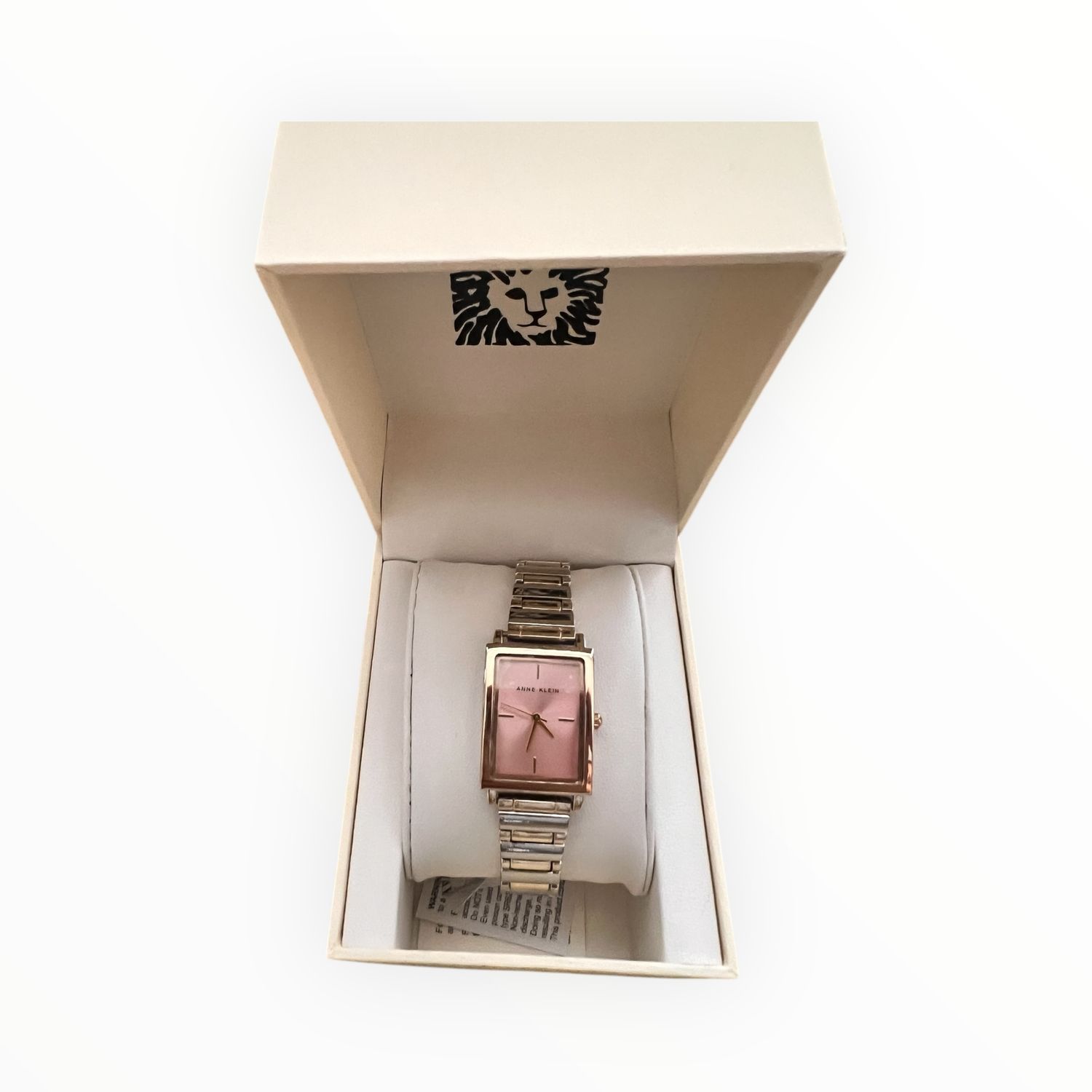 Anne Klein Watch Rectangular Concave Sunray Dial Two Tone Silver &amp; Yellow Gold-Tone Adjustable Bracelet