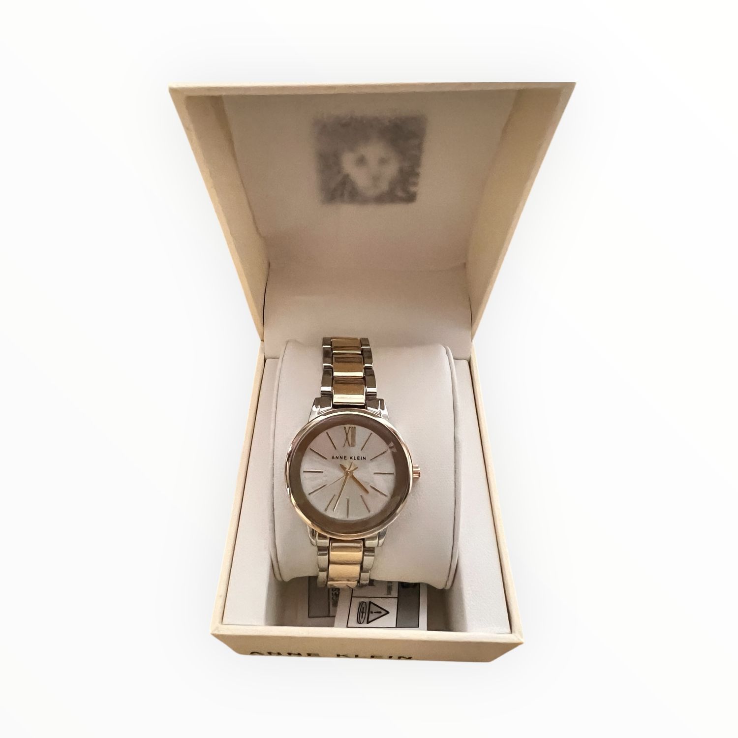 Anne Klein Watch Round Silver Tone  Dial Two Tone Adjustable Bracelet