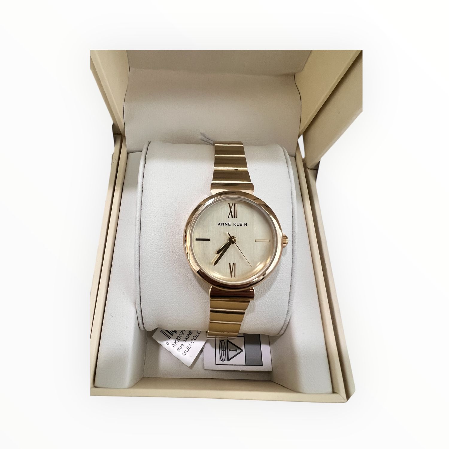 Anne Klein Watch Round Face Yellow Gold Tone Bracelet