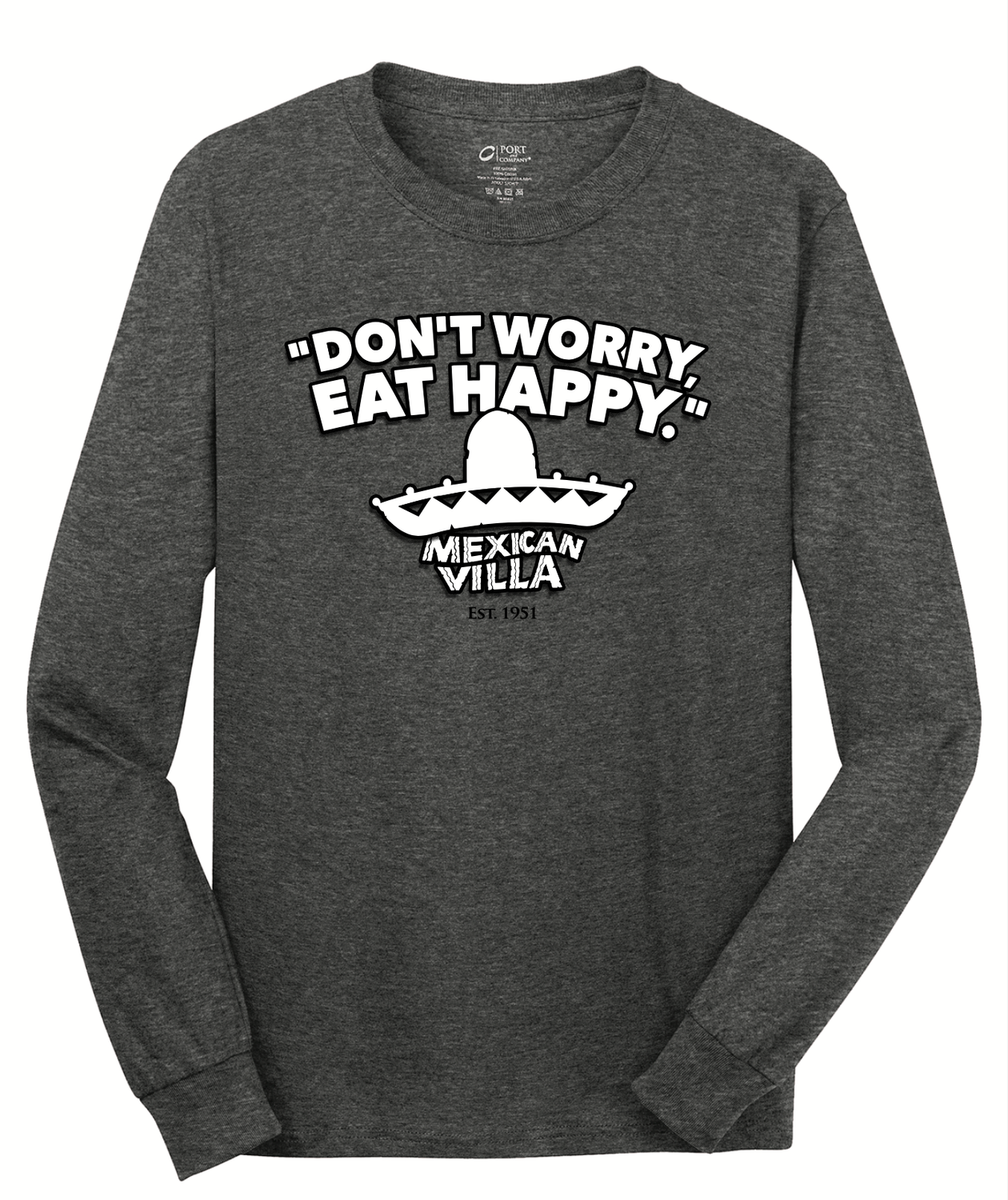 Long Sleeve- Don't Worry Eat Happy-Gray