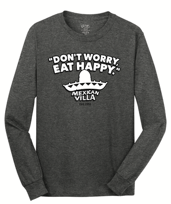 Long Sleeve- Don't Worry Eat Happy-Gray