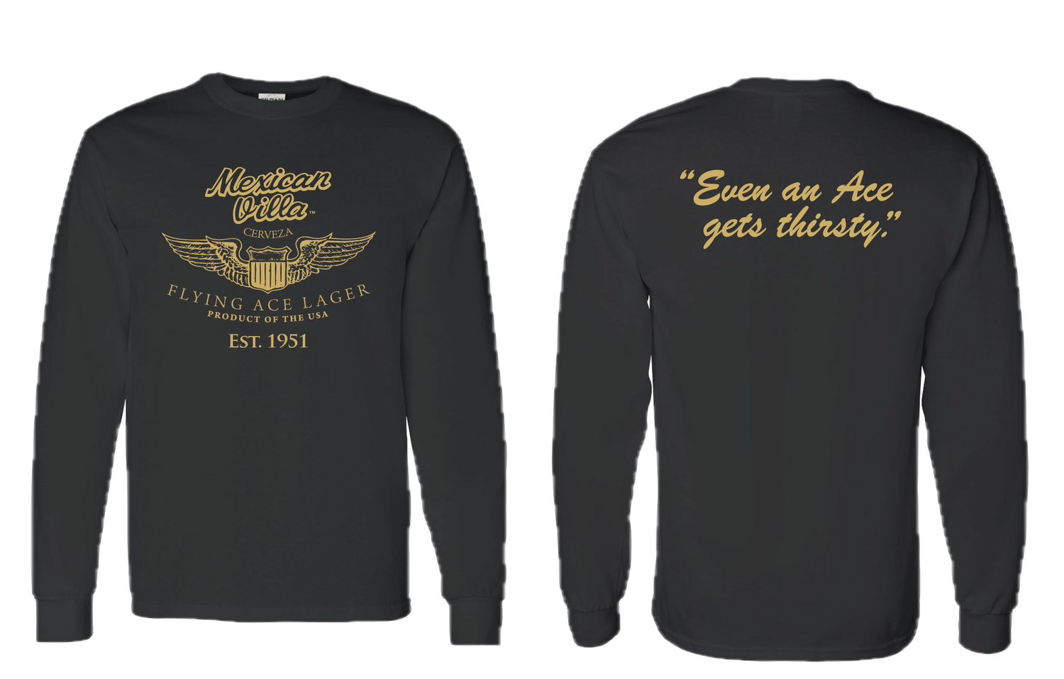 Flying Ace Long sleeve- Black and Gold