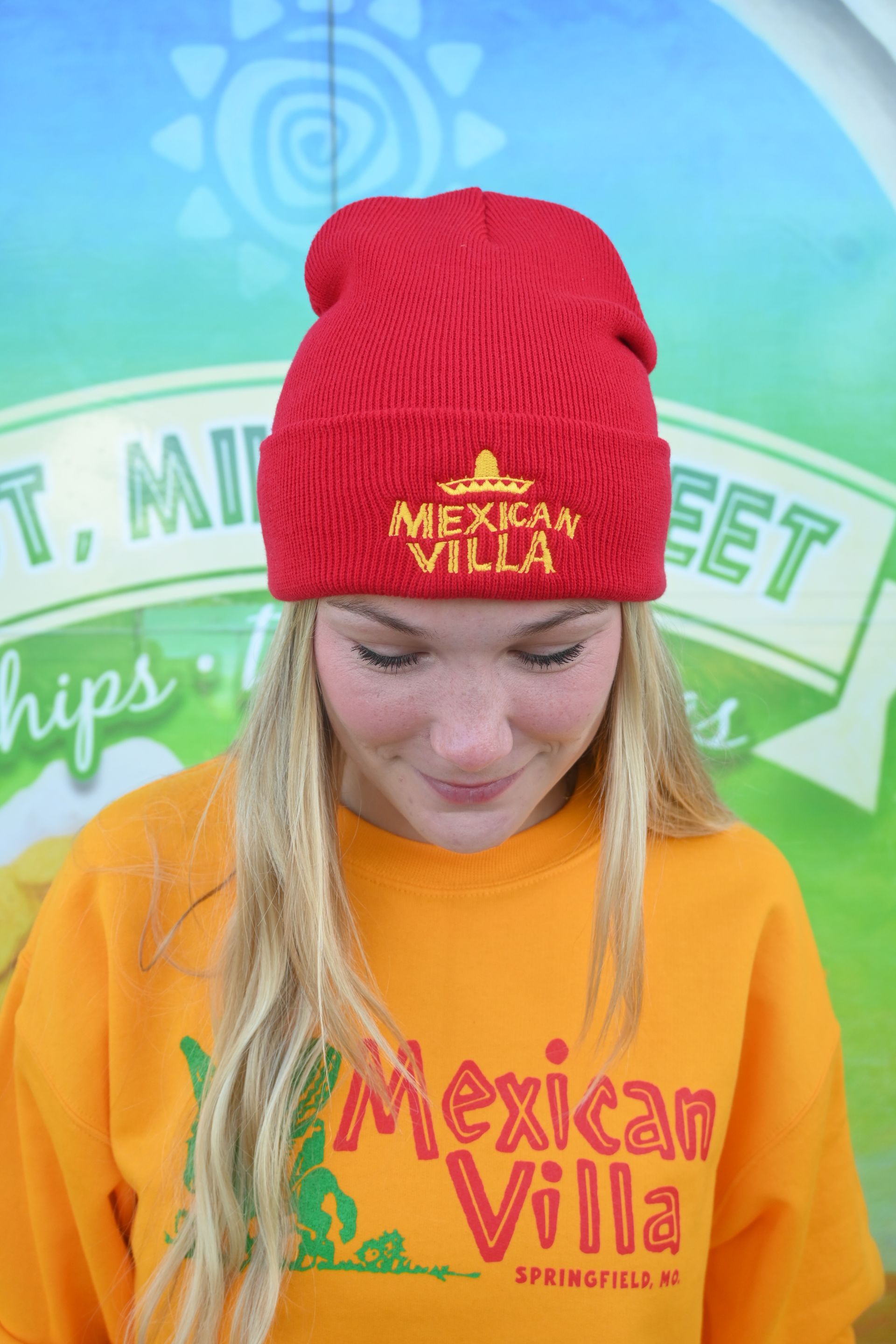 Beanie Mexican Villa Red- Gold